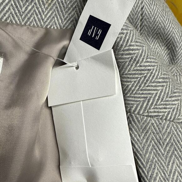 NWT Gap Academy Blazer Siz 10 Gray Herringbone Elbow Patches Academia Wool Blend - Picture 5 of 7